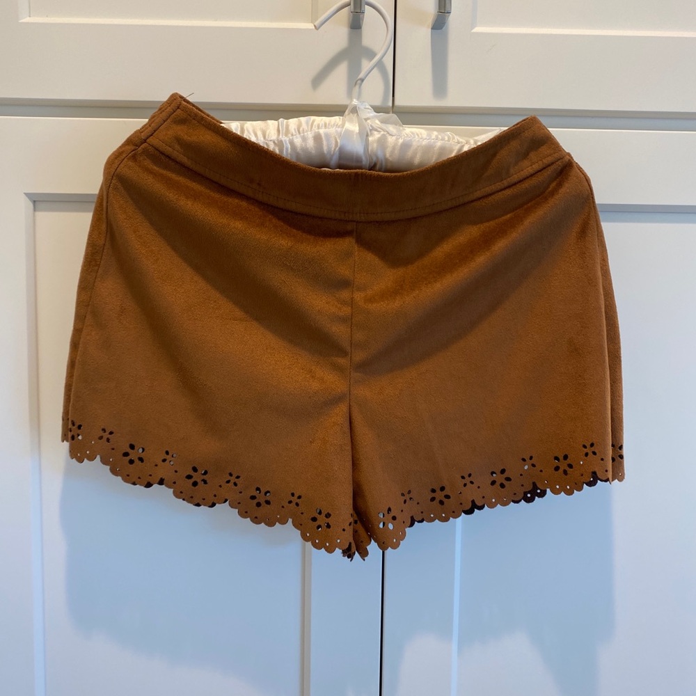 Justice Faux Suede laser cut shorts